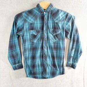 Pintlar Western Pearl Snap Shirt Mens Medium Rodeo Ranchwear Country Long Sleeve